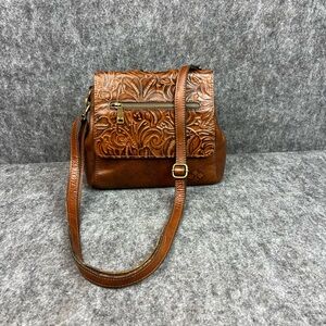Patricia Nash Brown Italian Leather Shoulder Crossbody Bag Purse